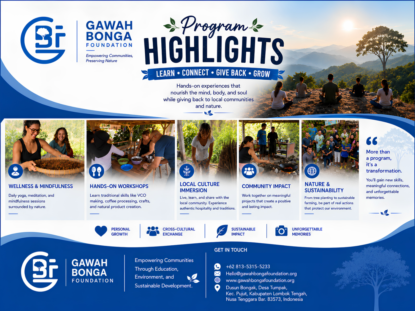 Integrated wellness and eco-tourism activities in Desa Tumpak, Lombok, Indonesia