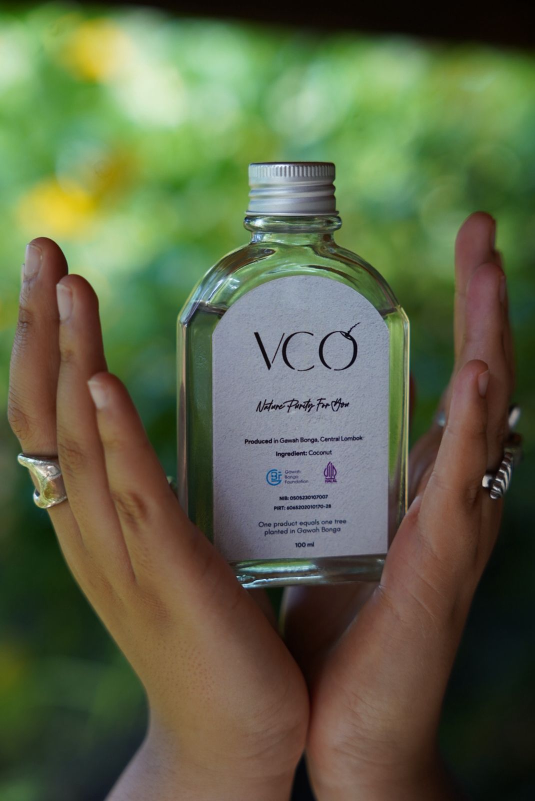 Premium Virgin Coconut Oil harvested from community agroforestry in Desa Tumpak, Lombok